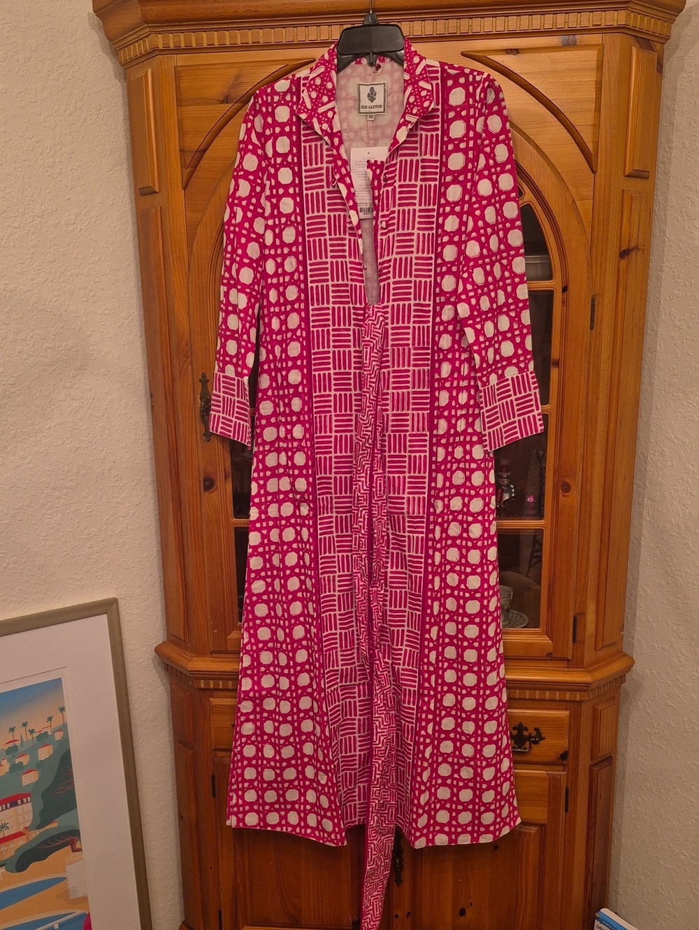Sue Sartor Marrakech Kaftan/ Fuchsia Caning Print In "Cupid's Color Crush"